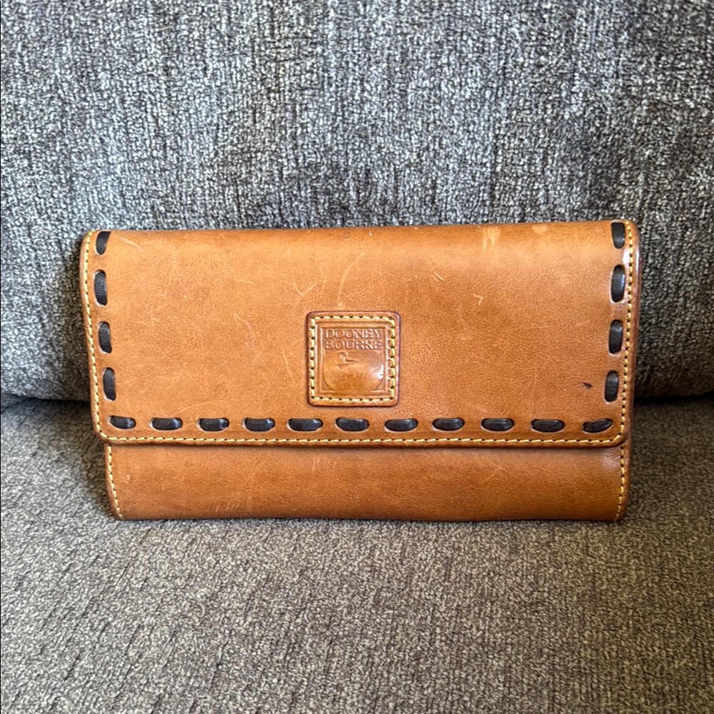 Dooney & Bourke Brown Leather Wallet with Black Trim